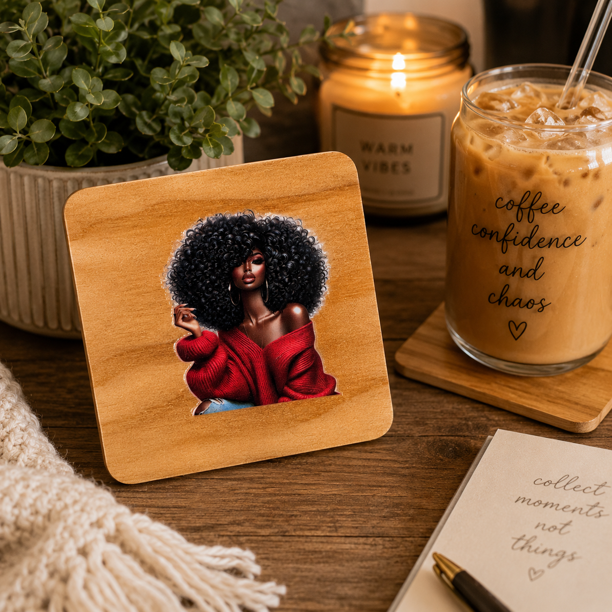 Wooden Coaster Red Sweater 2
