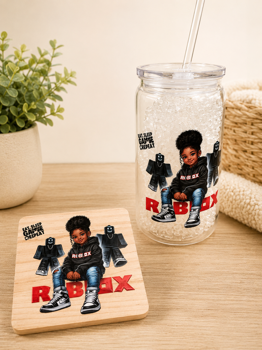 Kids Gamer Acrylic Tumbler & Coaster Set-girl