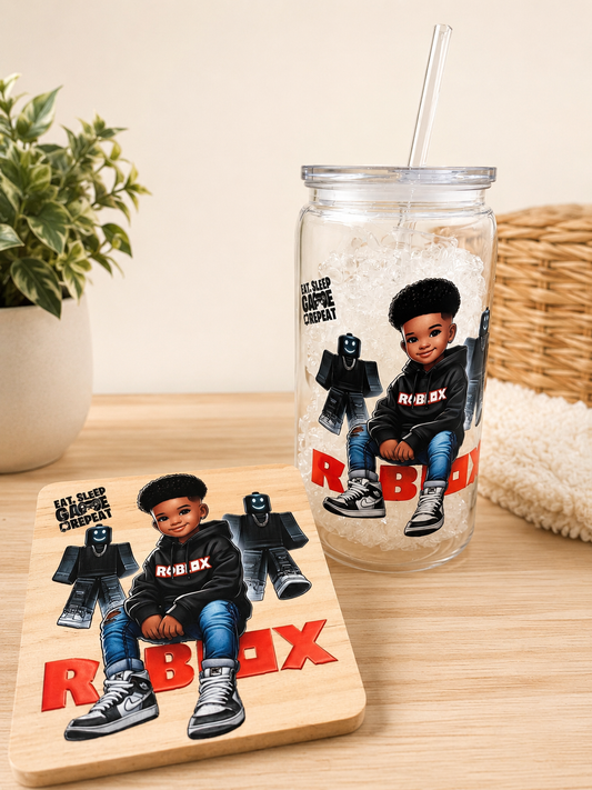 Kids Gamer Acrylic Tumbler & Coaster Set-boy