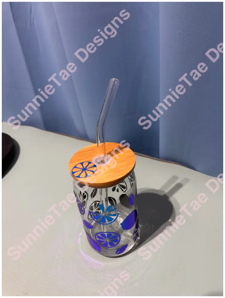 Libby Glass Can with Glass Straw