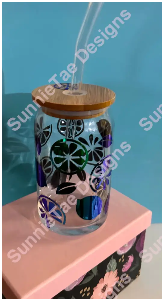 Libby Glass Can with Glass Straw