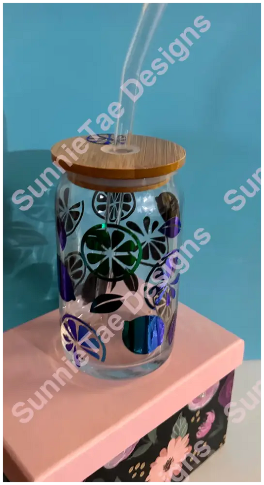 Libby Glass Can with Glass Straw